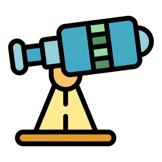 Icono de telescopio Contorno Icono vectorial de telescopio Color plano aislado