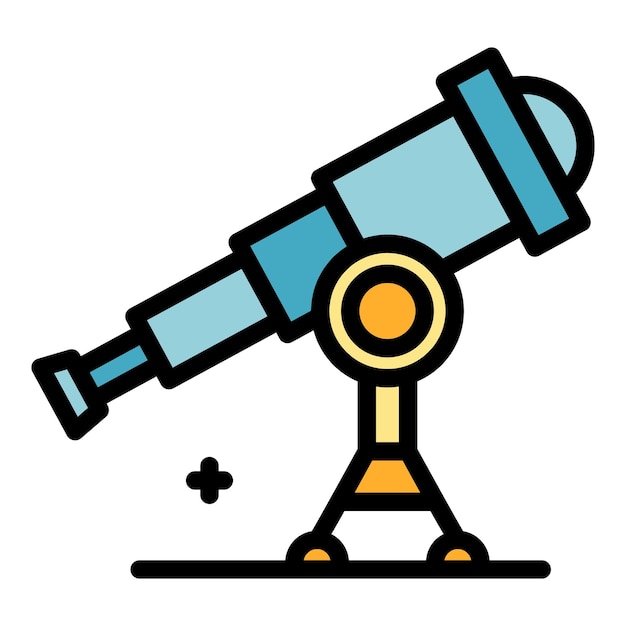 Icono del telescopio Contorno telescopio vector icono color plano aislado