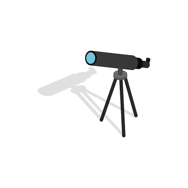 Icono de telescopio en estilo isométrico 3d sobre un fondo blanco