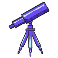 Vector icono de telescopio en la ilustración de vector de color dibujado a mano