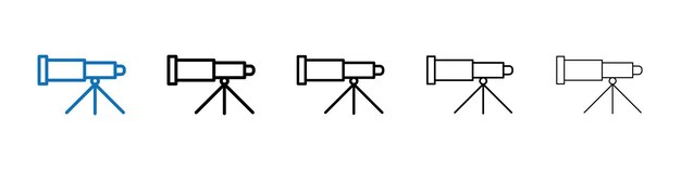 Icono de telescopio Logotipo vectorial de esquema para la aplicación web