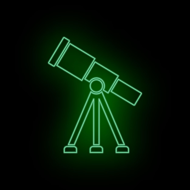 Icono de telescopio de neón del observatorio Laboratorio químico de biotecnología y ciencia Puede utilizarse infografía y presentación Icono vectorial sobre fondo blanco