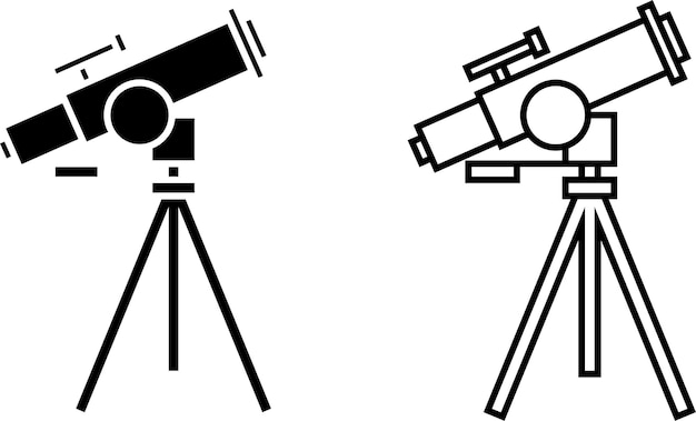 icono de telescopio signo o símbolo en estilo glifo y línea aislado en fondo transparente