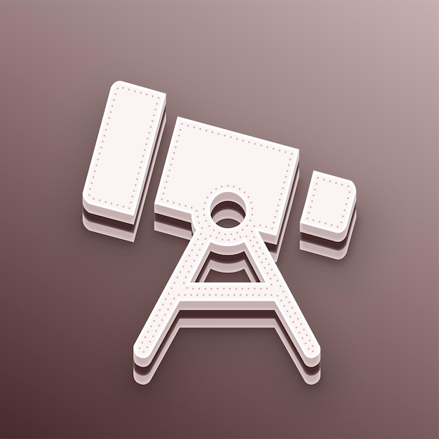 Icono de telescopio vectorial 3D de tono marrón con fondo editable