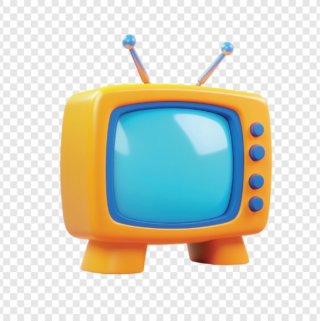 Ícono de televisión en 3D en un fondo transparente