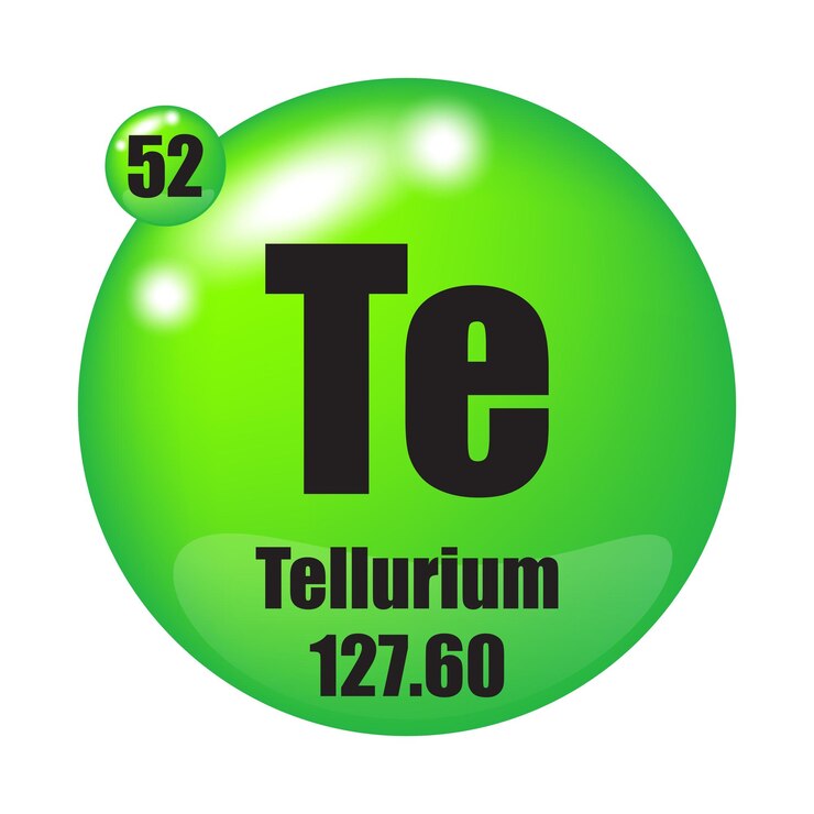 Vector ícono de telurio el elemento químico te número atómico 52 masa 12760 vector de esfera verde