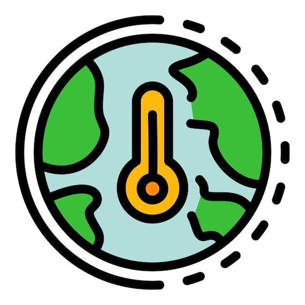 Vector icono de temperatura global caliente contorno del vector de temperatura global caliente icono de color plano aislado