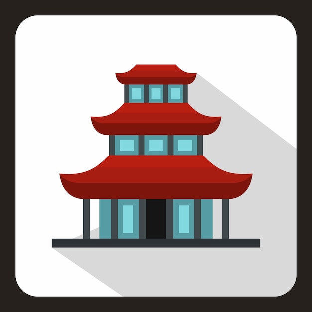 Icono de templo budista en estilo plano en una ilustración vectorial de fondo blanco