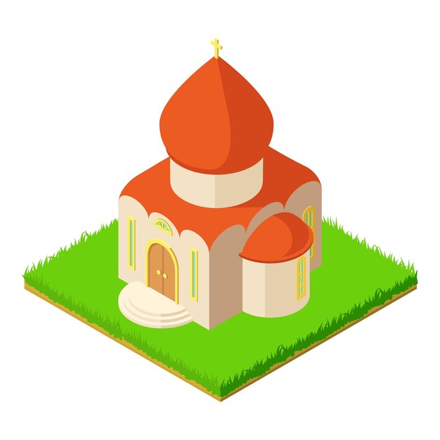 Icono del templo ortodoxo Ilustración isométrica del icono de vector del templo ortodoxo para web
