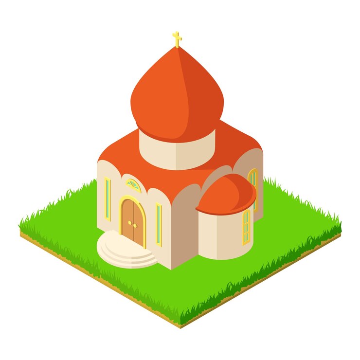 Vector icono del templo ortodoxo ilustración isométrica del icono de vector del templo ortodoxo para web