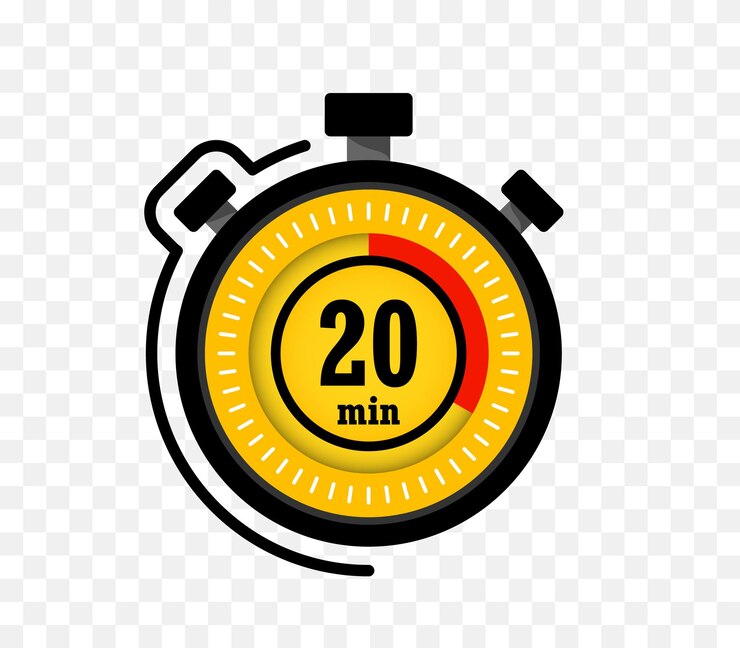 Vector icono de temporizador con 20 minutos en el fondo transparente