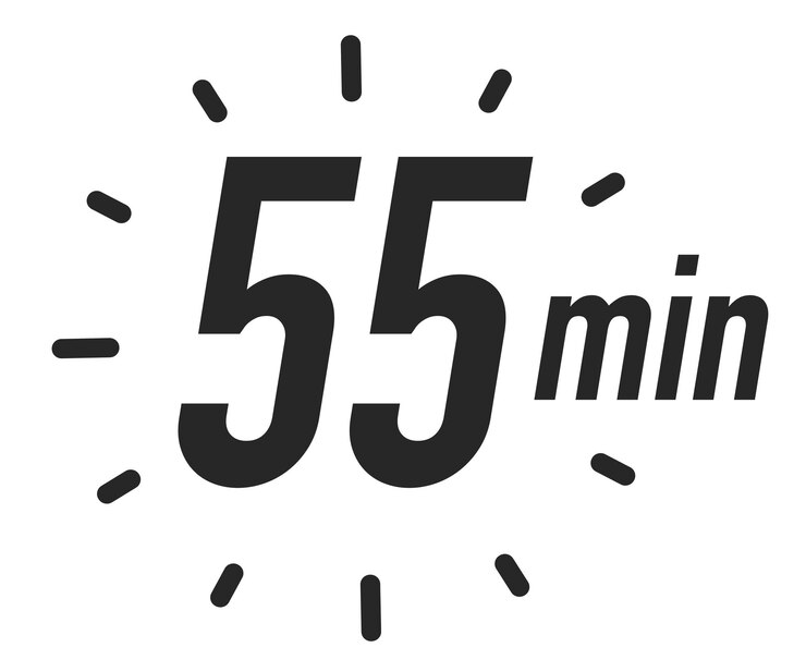 Vector icono de temporizador 55 minutos vector color negro cronómetro aislado en fondo blanco ilustración 10 pasos