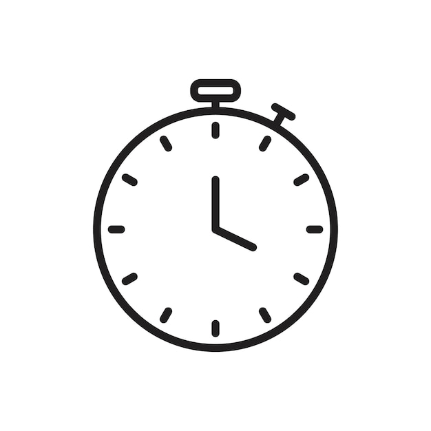 Icono del temporizador Arte plano en blanco y negro aislado