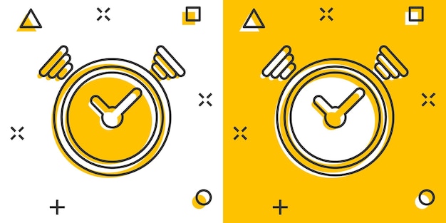 Icono de temporizador de reloj de dibujos animados de vector en estilo cómico Pictograma de ilustración de concepto de alarma de tiempo Concepto de efecto de salpicadura de negocio de reloj de cronómetro