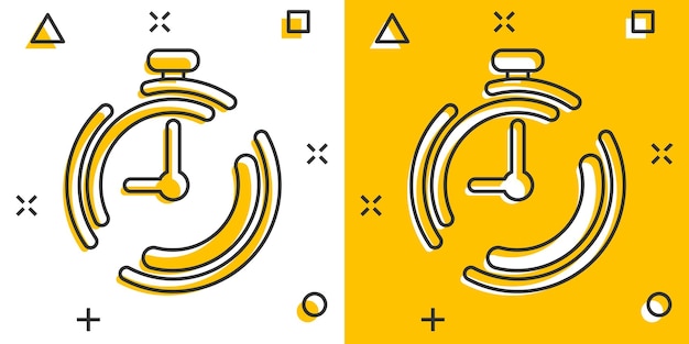 Icono de temporizador de reloj de dibujos animados vectoriales en estilo cómico Ilustración del concepto de alarma de tiempo Pictograma Reloj de parada concepto de efecto de salpicaduras de negocios