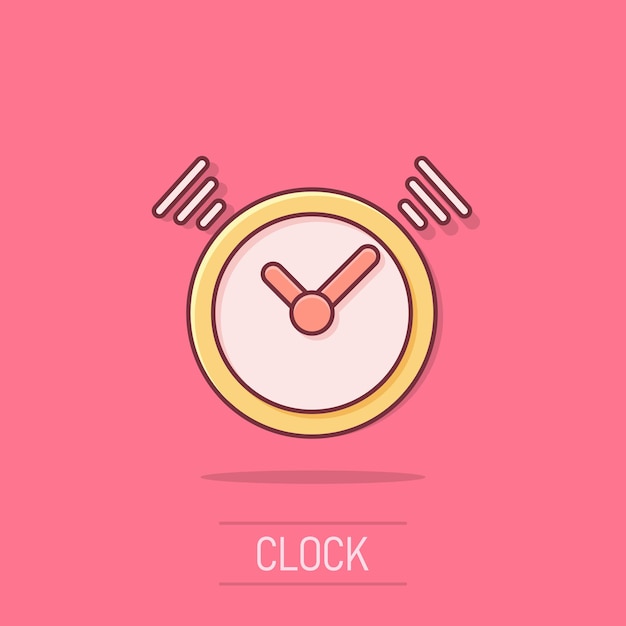 Icono de temporizador de reloj de dibujos animados vectoriales en estilo cómico Ilustración del concepto de alarma de tiempo Pictograma Reloj de parada concepto de efecto de salpicaduras de negocios