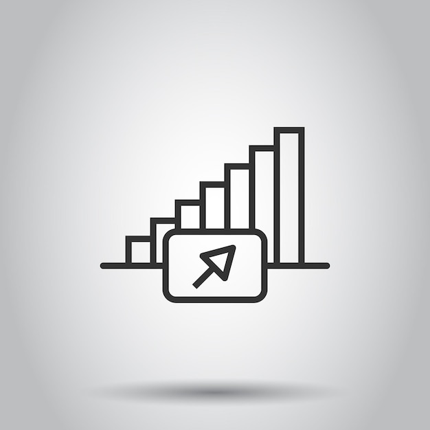 Icono de tendencia de mercado en estilo plano Flecha de crecimiento con ilustración vectorial de ampliación en fondo blanco aislado Aumento del concepto de negocio