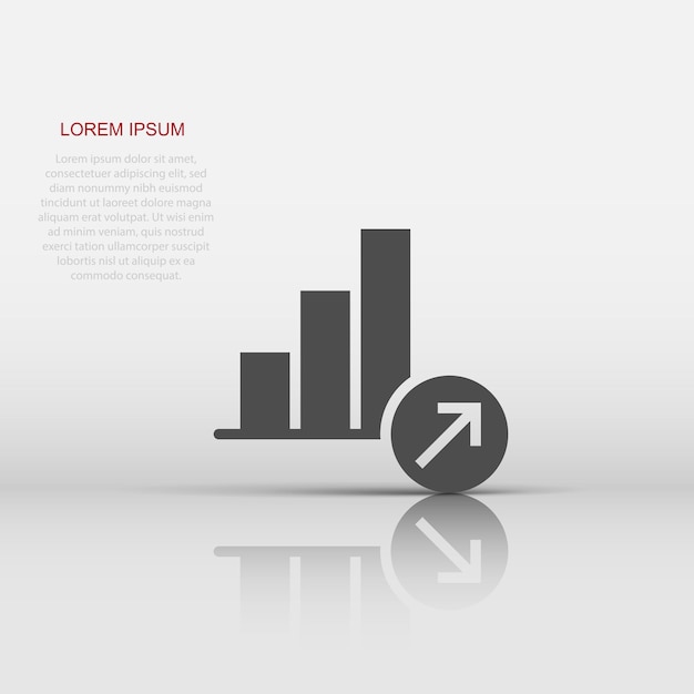 Icono de tendencia de mercado en estilo plano Flecha de crecimiento con ilustración vectorial de lupa en fondo blanco aislado Aumentar el concepto de negocio