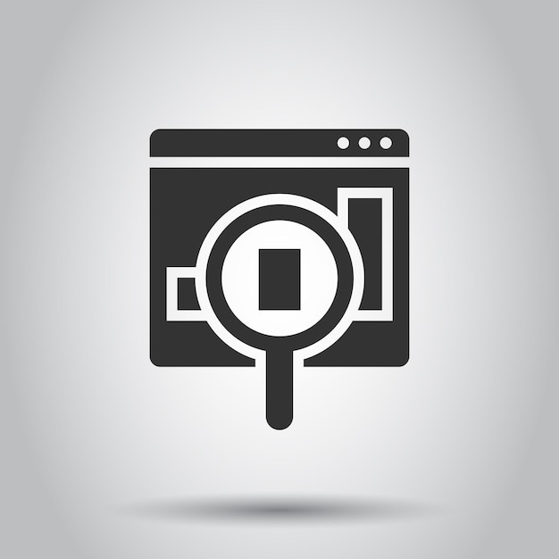 Icono de tendencia de mercado en estilo plano Flecha de crecimiento con ilustración vectorial de lupa en fondo blanco aislado Aumentar el concepto de negocio