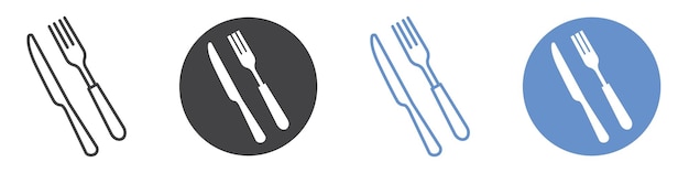 Icono de tenedor y cuchillo Arte plano en blanco y negro aislado