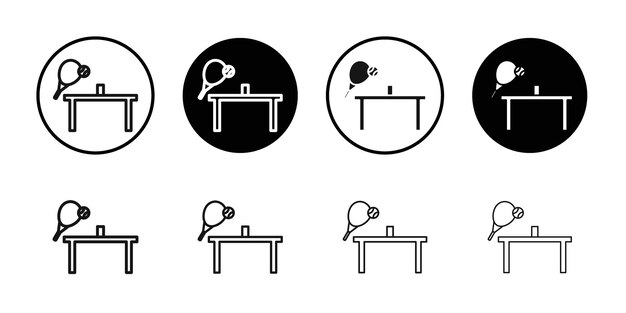 Ícono de tenis de mesa de ping pong Ilustración plana de línea delgada