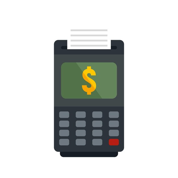 Icono de terminal de dinero Ilustración plana del icono de vector de terminal de dinero aislado sobre fondo blanco