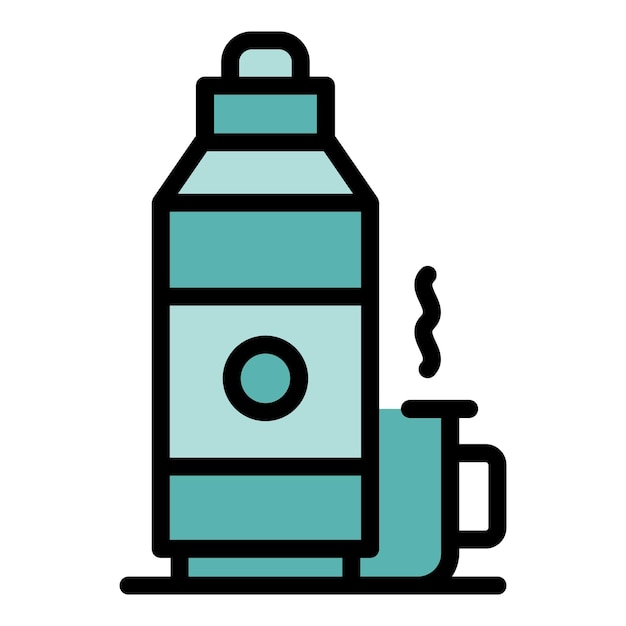 Icono de termo de campamento Esquema Icono de vector de termo de campamento para diseño web aislado en color plano de fondo blanco