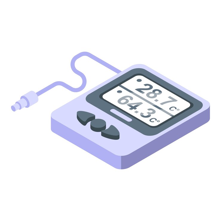 Vector icono de termómetro digital electrónico isométrico de icono de vector de termómetro digital electrónico para diseño web aislado sobre fondo blanco