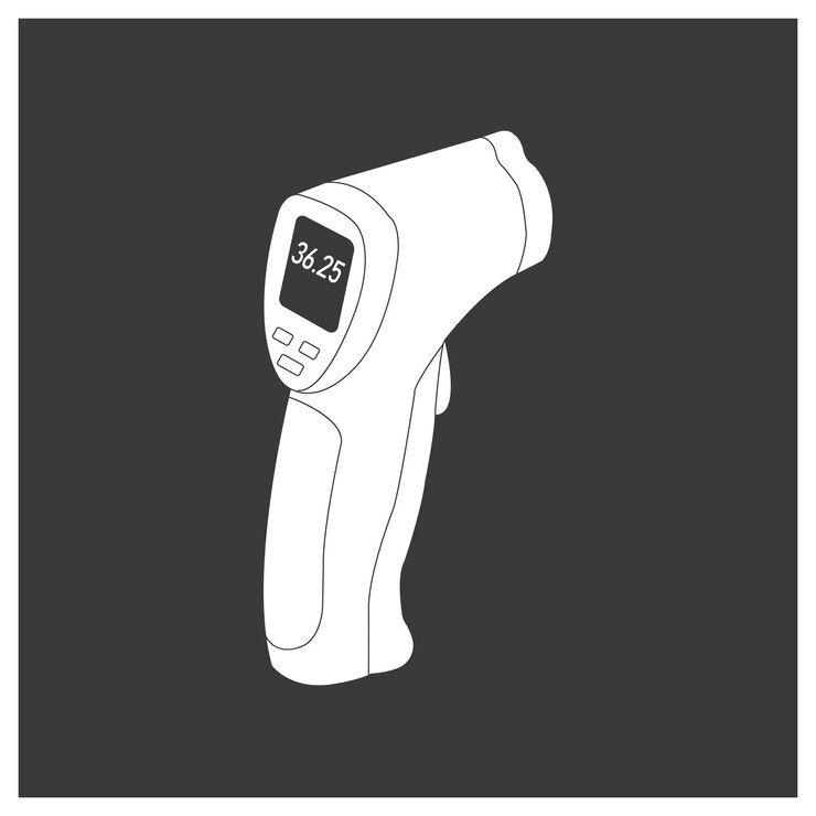 Vector el icono del termómetro digital tiene un diseño simple.