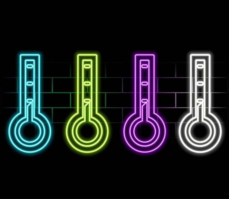 Vector icono de termómetro de neón elementos del conjunto de medidas icono sencillo para sitios web diseño web aplicación móvil información gr