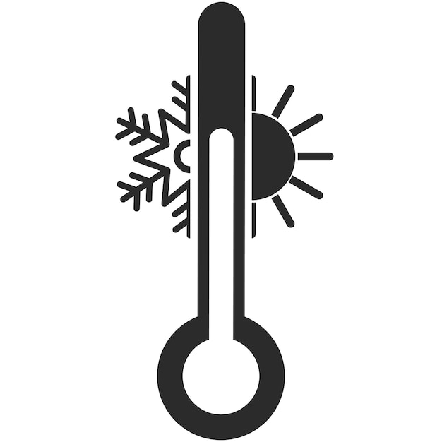 Vector icono de termómetro de temperatura meteorológica termómetro con icono de vector de contorno de clima soleado y helado