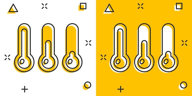 Icono de termómetro de vector en estilo cómico pictograma de ilustración de signo de meta concepto de efecto de salpicadura de negocio de termómetro