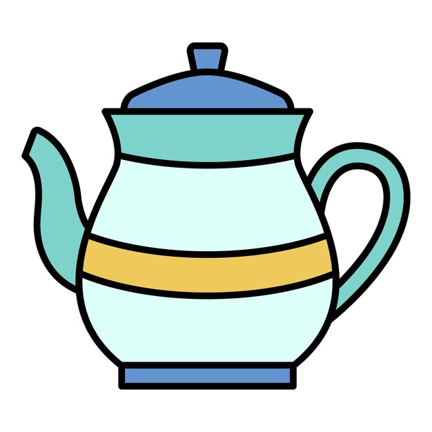 Icono de tetera Contorno de tetera vector icono color plano aislado en blanco
