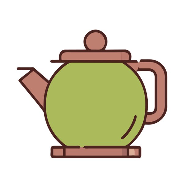 El icono de la tetera minimalista y linda tiene un contorno de colores