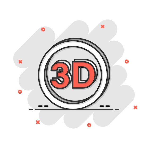 Icono de texto 3d en estilo cómic Ilustración de vector de dibujos animados de Word sobre fondo blanco aislado Concepto de negocio de efecto de salpicadura de tecnología estereoscópica