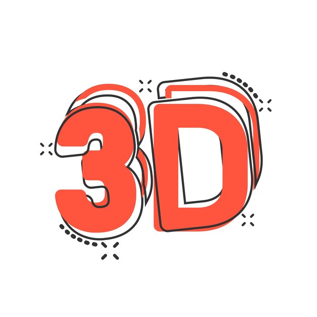Icono de texto 3d en estilo cómic Ilustración de vector de dibujos animados de Word sobre fondo blanco aislado Concepto de negocio de efecto de salpicadura de tecnología estereoscópica