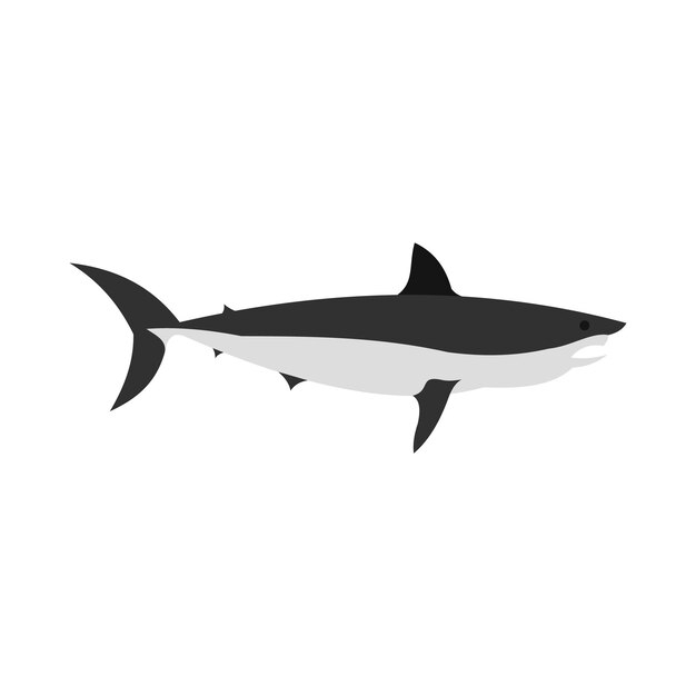 Icono de tiburón en estilo plano sobre un fondo blanco.
