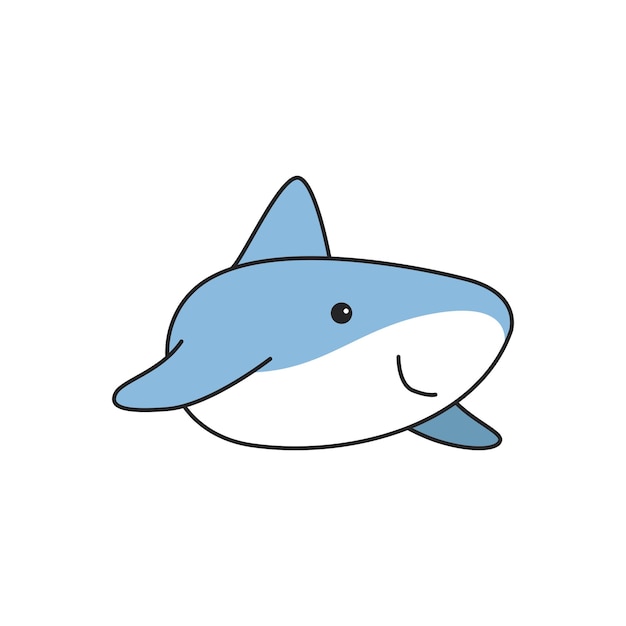 Icono de tiburón lindo en el fondo blanco Ilustración vectorial en estilo plano