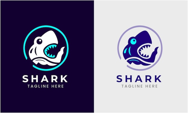 Icono de tiburón tiburón pez diseño de logotipo idea de muestra mar océano agua tiburón bajo el agua azul animal natural