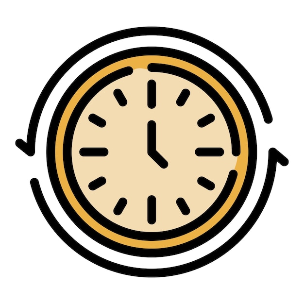 Icono de tiempo de aprendizaje Contorno Icono de vector de tiempo de aprendizaje para diseño web aislado en color de fondo blanco plano