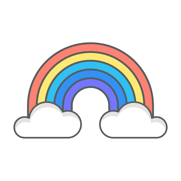 icono del tiempo arco iris estilo lineal aislado blanco
