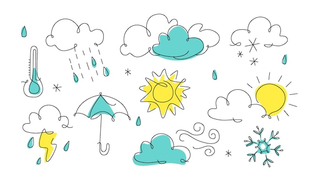 Icono del tiempo en el arte de línea Estilo de una línea Ilustración de pronóstico Esbozo de arte de línea continua