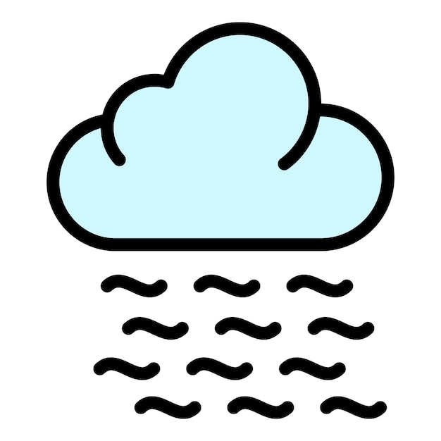 Icono del tiempo brumoso Contorno del icono vectorial del clima brumoso Color plano aislado