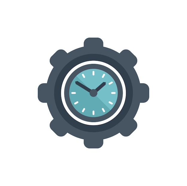 Icono de tiempo de engranaje vector plano Proyecto de reloj Equipo de programación aislado