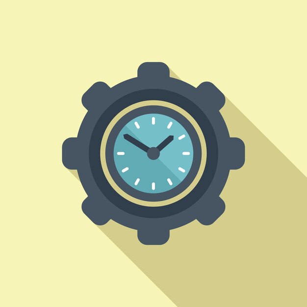 Icono de tiempo de engranaje vector plano Proyecto de reloj Equipo de programación