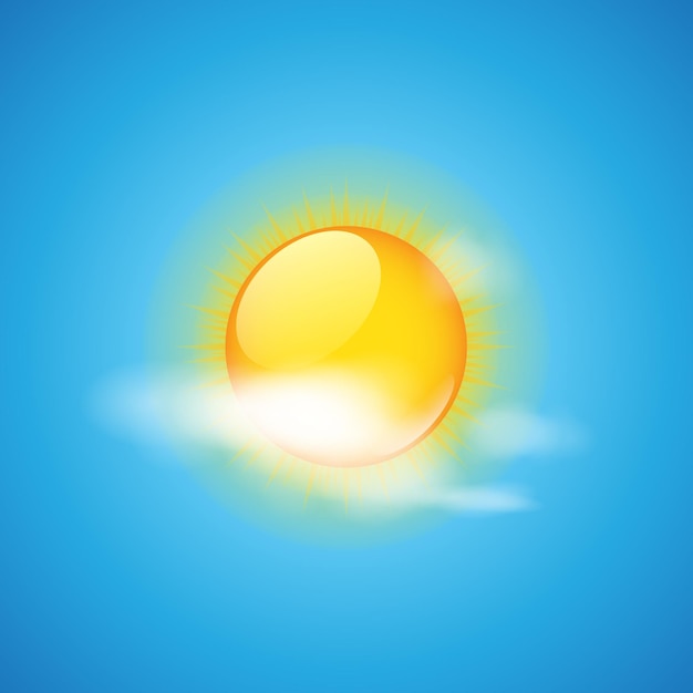 Icono del tiempo - ilustración de vector de nube y sol
