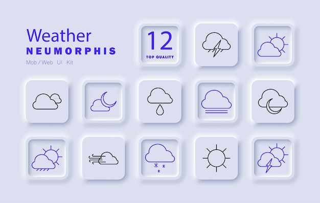 Icono del tiempo Nube lluvia tormenta de trueno sol niebla viento nieve luna parcialmente nublada tormenta pronóstico de sol