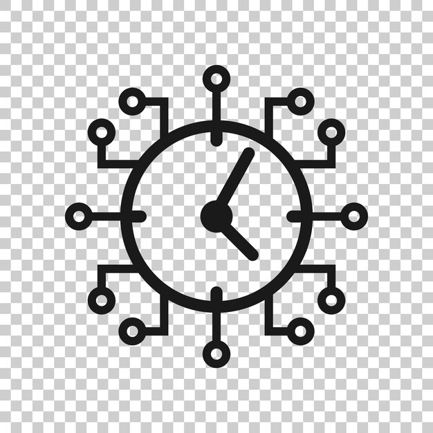 Ícono de tiempo real en estilo transparente Ilustración vectorial de reloj en fondo aislado Ver concepto de negocio