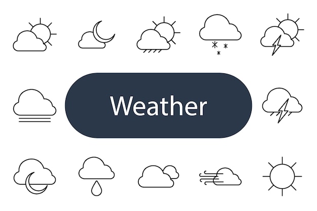 Icono del tiempo Sol nube luna lluvia nieve tormenta niebla viento relámpago pronóstico soleado nublado tormenta meteorológica clima