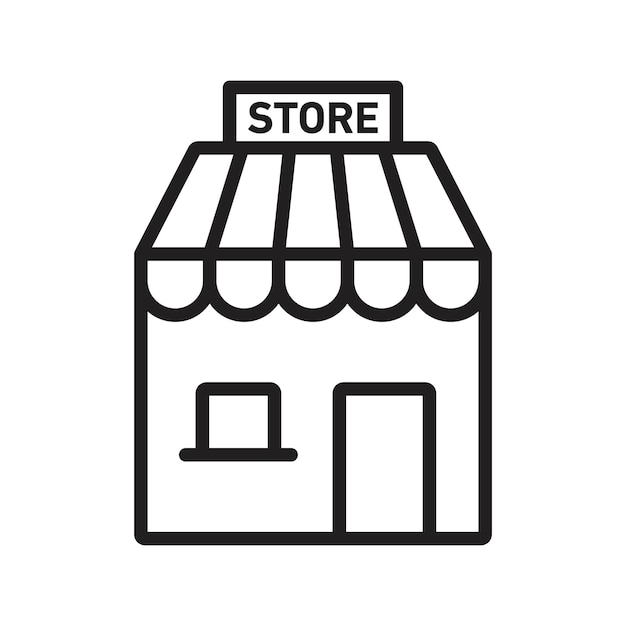 Icono de la tienda Arte plano en blanco y negro aislado